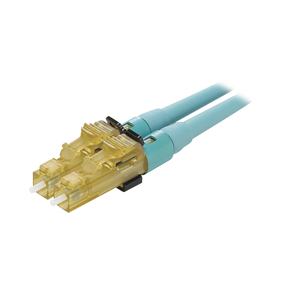 OptiCam LC Duplex Fiber Optic Connector, Multimode 50/125 OM3/OM4, Pre-polished, Aqua Color