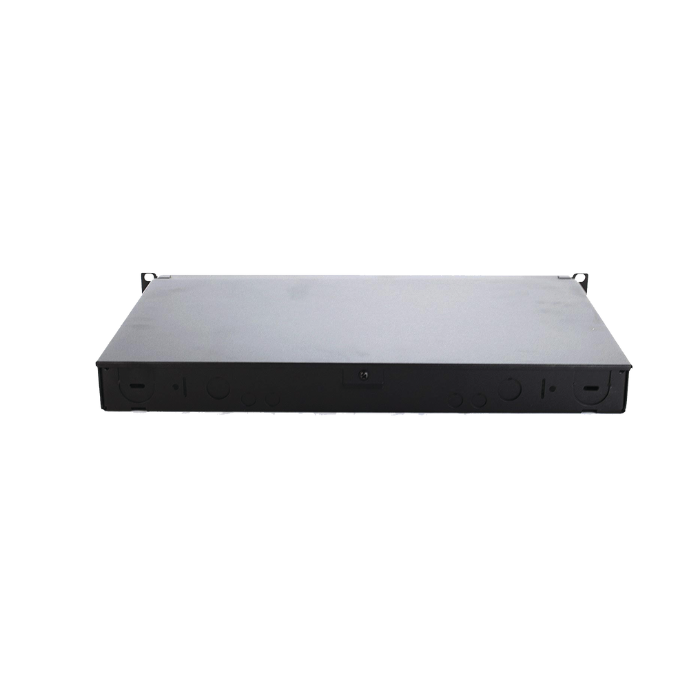 Panel de Distribución de Fibra Óptica, Acepta 4 Casetes QuickNet o Placas FAP/FMP con Panel CFAPPBL1 (No Incluido), Bandeja Fija, Hasta 96 Fibras, Color Negro, 1UR