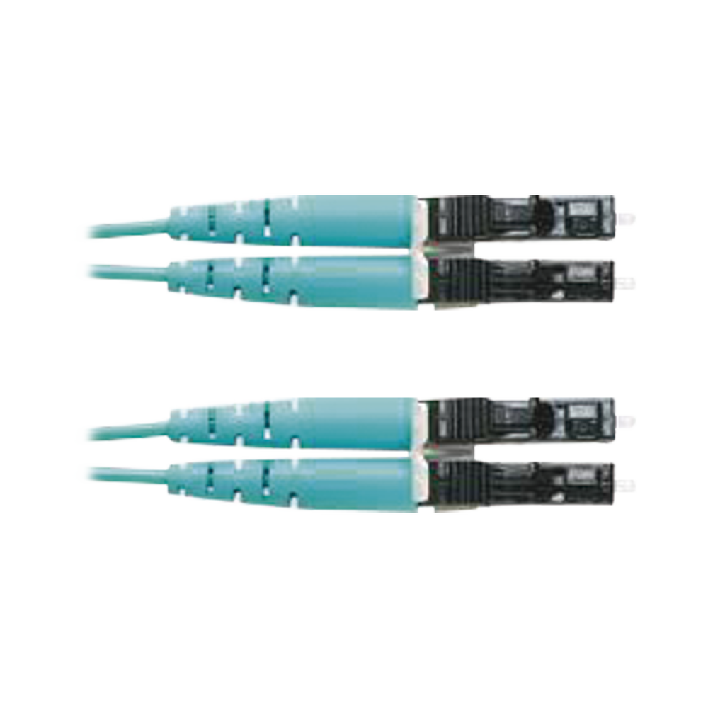 Jumper de Fibra Optica Multimodo 50/125 OM3, LC-LC Duplex, OFNR (Riser), Color Aqua, 3 Metros