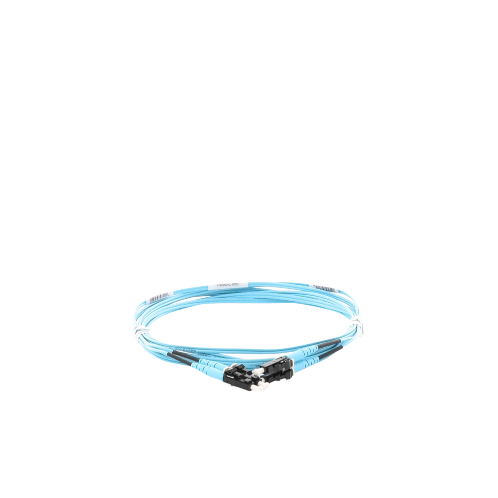 Jumper de Fibra Optica Multimodo 50/125 OM3, LC-LC Duplex, OFNR (Riser), Color Aqua, 3 Metros