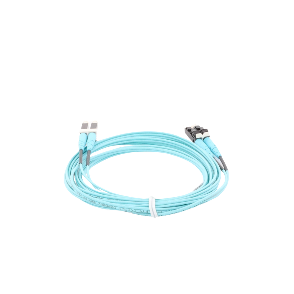 Jumper de Fibra Optica Multimodo 50/125 OM4, LC-LC Duplex, OFNR (Riser), Color Aqua, 3 Metros