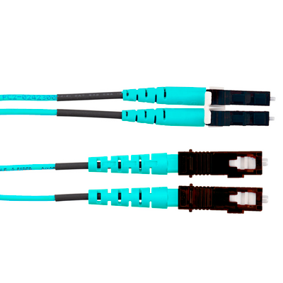 Jumper de Fibra Optica Multimodo 50/125 OM4, LC-SC Duplex, OFNR (Riser), Color Aqua, 9 Metros
