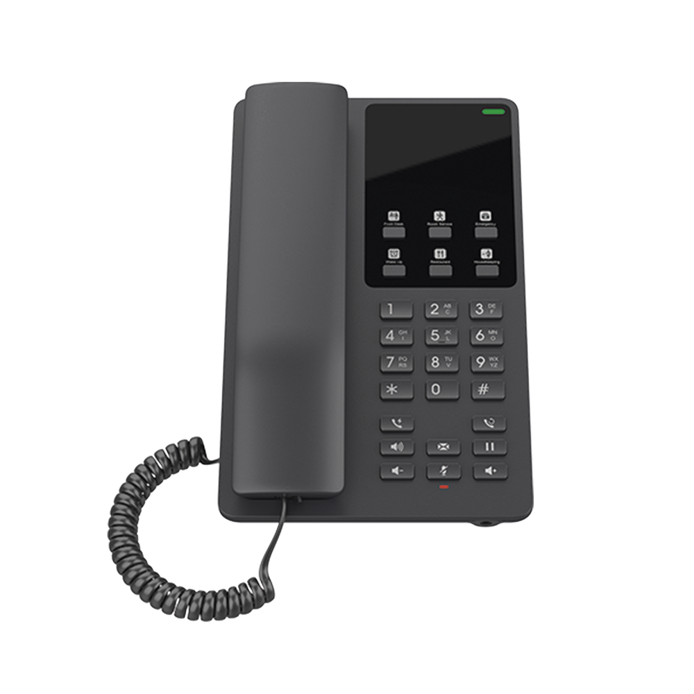 Hotel IP Phone, 2 SIP lines with 2 accounts, Opus codec, IPv4/IPv6, black, with GDMS cloud management