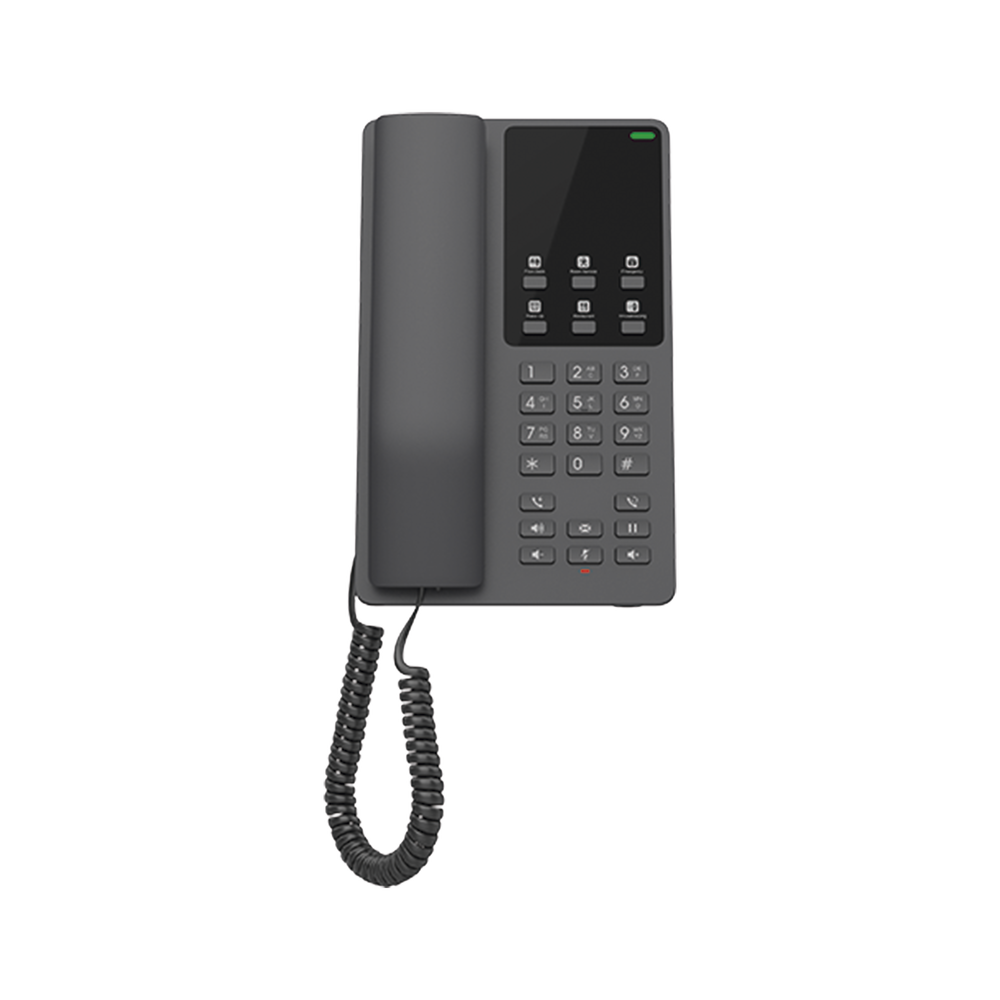 Teléfono IP Hotelero, 2 líneas SIP con 2 cuentas, codec Opus, IPV4/IPV6, color negro, con gestión en la nube GDMS