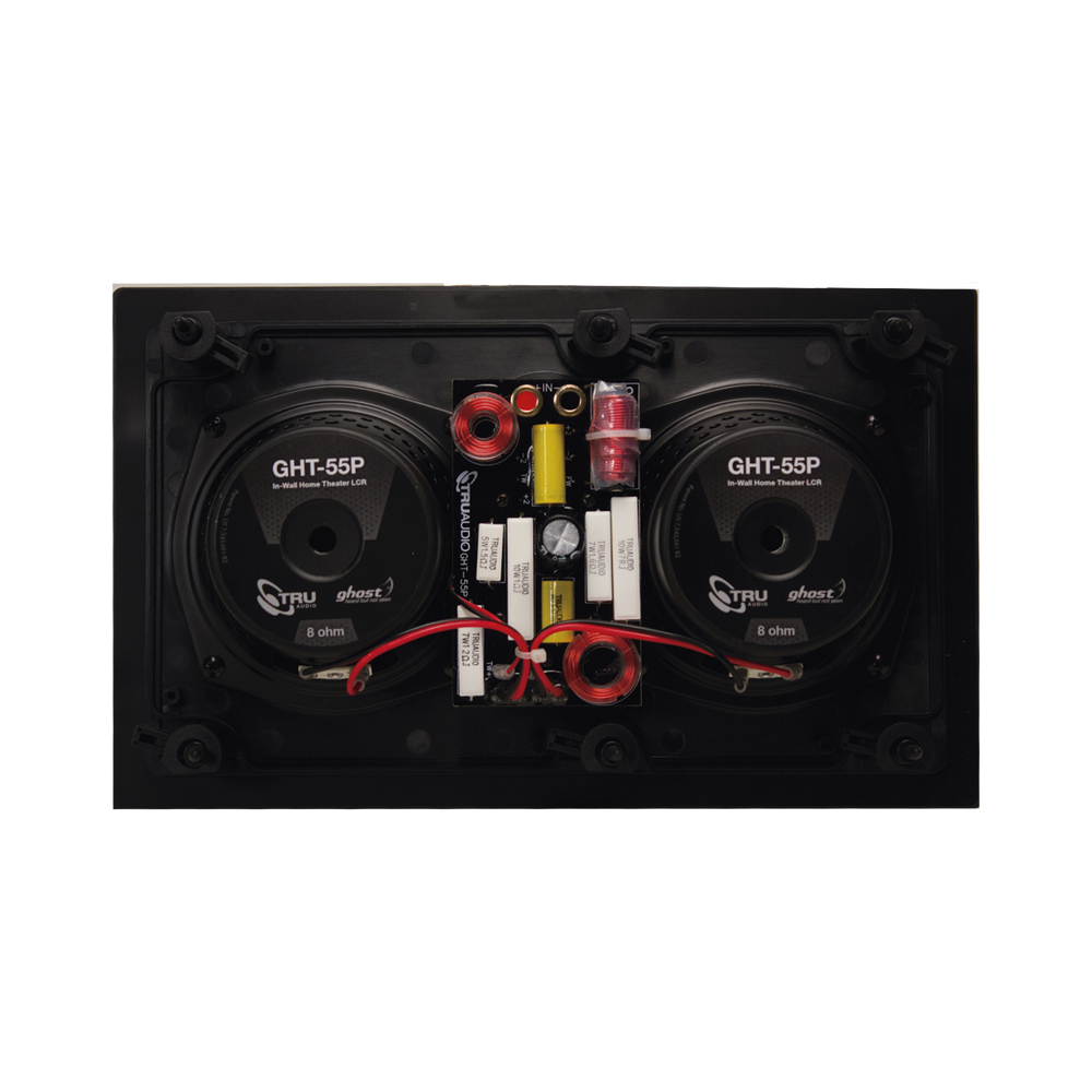 Ghost HT Series in-wall, dual 5" injected polyethylene woofers, 1" soft silk tweeter, 5-100W, 8ohms