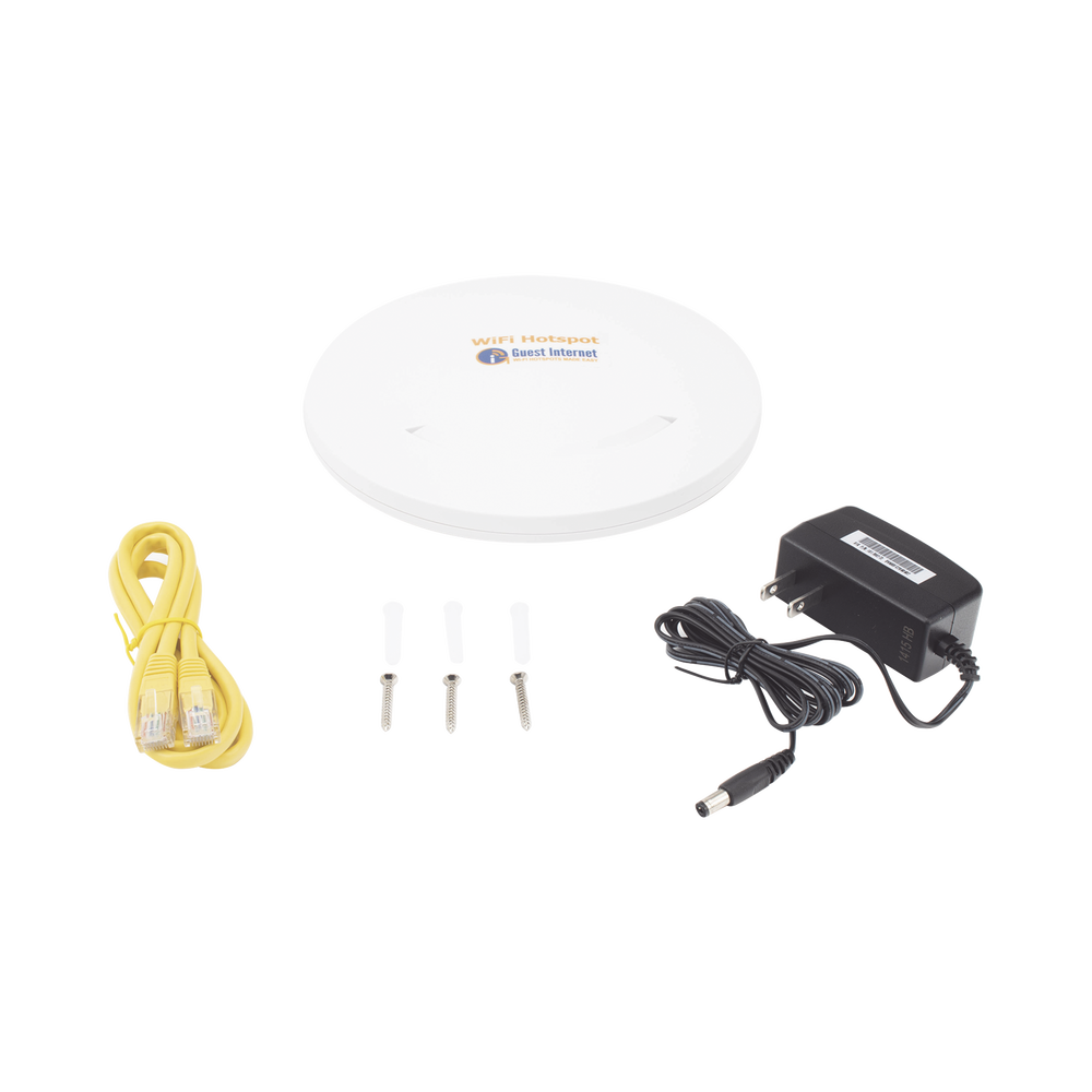 Indoor hotspot with integrated 2.4 GHz WiFi, ceiling mount, ideal for selling Internet access codes, 2x2 MIMO, 1 WAN port - 1 LAN port