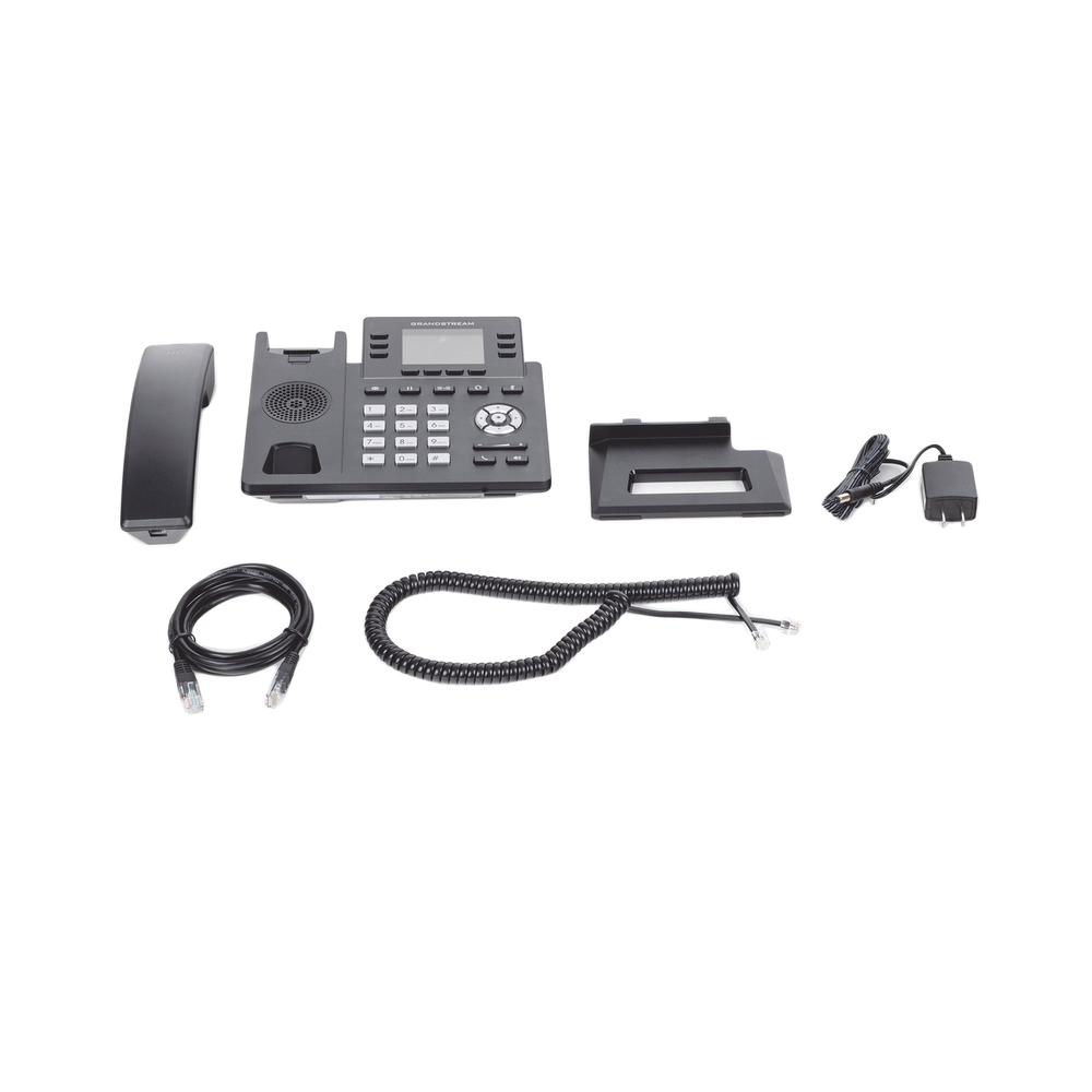Carrier-grade IP phone, 3 SIP lines with 6 accounts, Gigabit ports, PoE, 2.4" color display, Opus codec, IPv4/IPv6 with GDMS cloud management