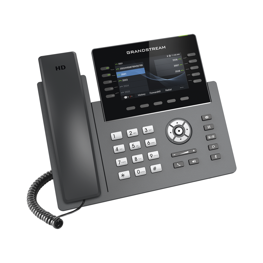 Wi-Fi IP Phone, Carrier Grade, 10 SIP lines with 5 accounts, 4.3" color display, Gigabit ports, Bluetooth, PoE, Opus codec, IPV4/IPV6 with GDMS cloud management