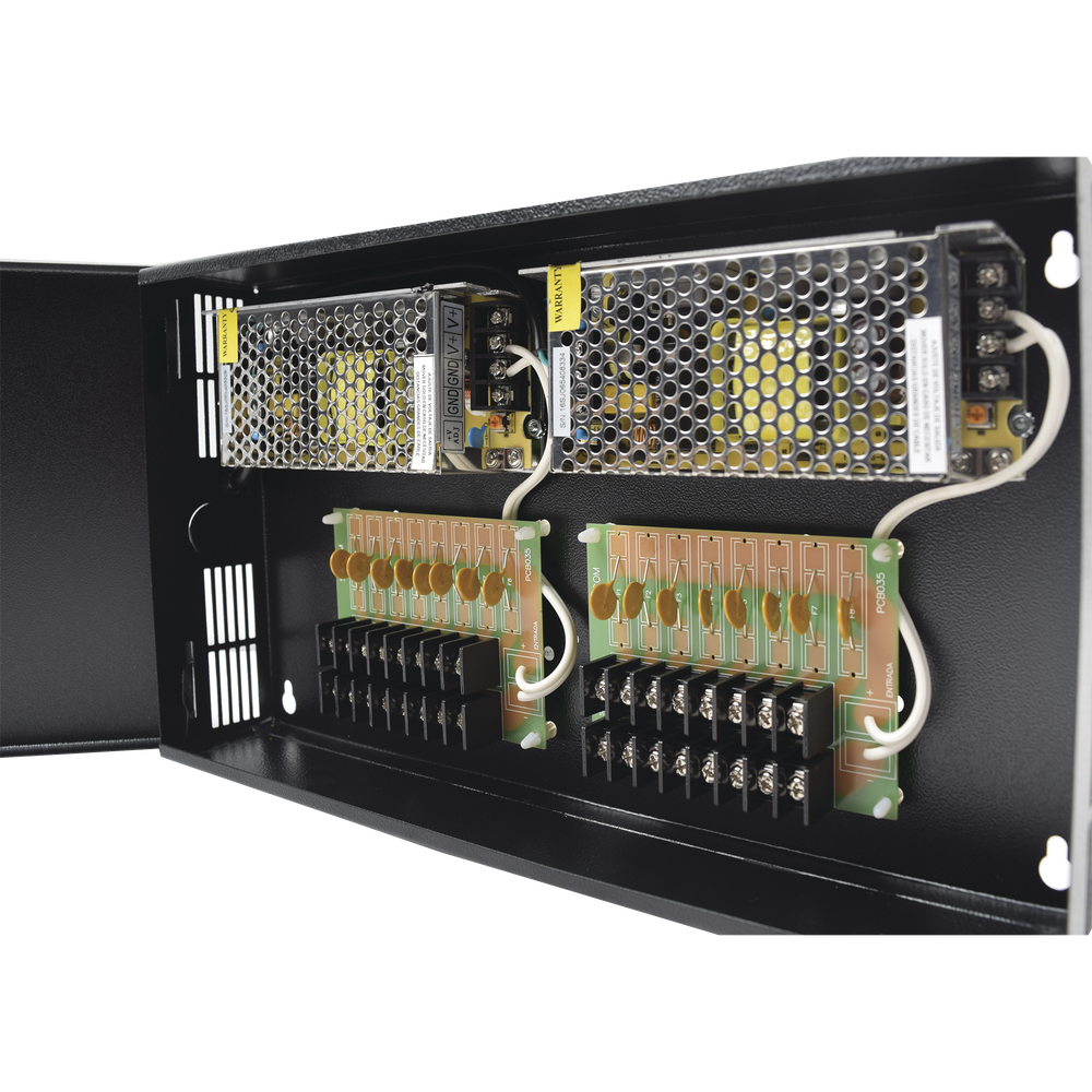 Professional CCTV power supply 12-13.2 Vdc @ 10 A, 16 cameras, Input voltage: 100-240 Vac