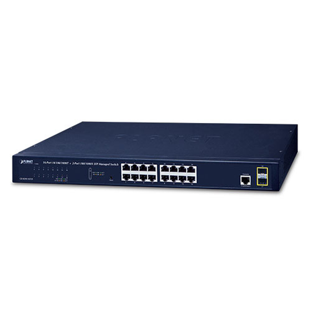 16-Port 10/100/1000T Layer 2 Managed Switch with 2 100/1000BASE-X SFP Ports