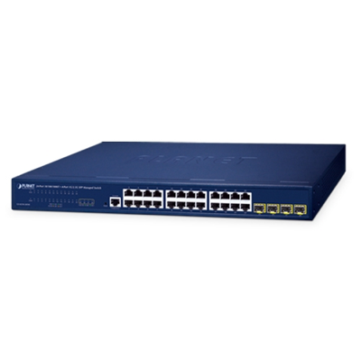 Switch gestionado L2/L4 de 24 puertos Gigabit RJ45 y 4 ranuras SFP 1G/2.5G, montaje en rack 1U