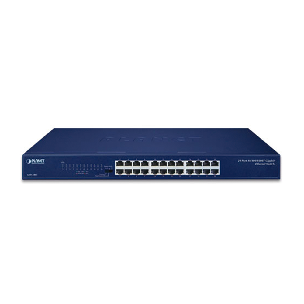 24-Port 10/100/1000 Mbps Gigabit Unmanaged Switch with Extended Mode for Data Transmission up to 200 m