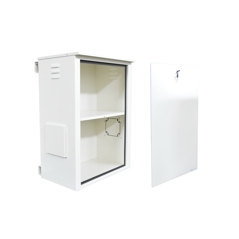 Gabinete Metálico de Seguridad para 2 Baterías y/o Equipo Similar con Montaje en Poste.