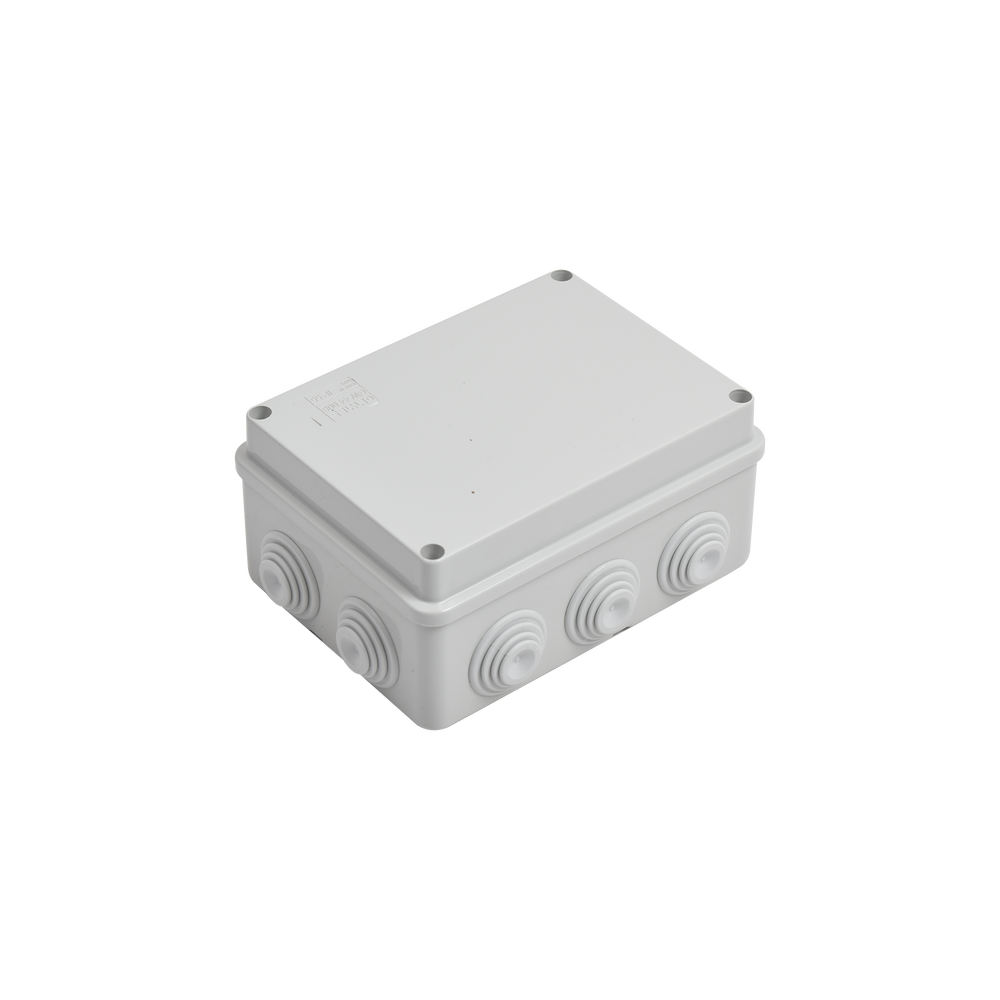 Caja de derivación de PVC Auto-extinguible con 10 entradas, tapa atornillada, 150x110x70 MM, Para Exterior (IP55)