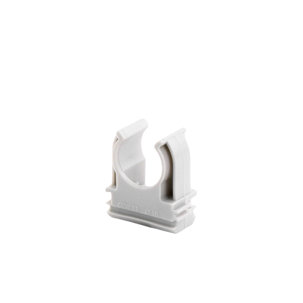 Soporte de presión (Abrazadera), PVC Auto-extinguible, abierto para tubería de 16 mm