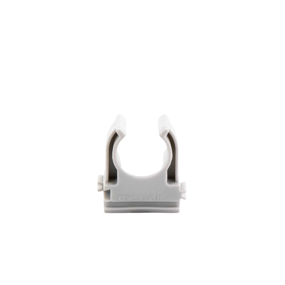 Pressure support (Clamp), Self-extinguishing PVC, open for 16 mm pipe