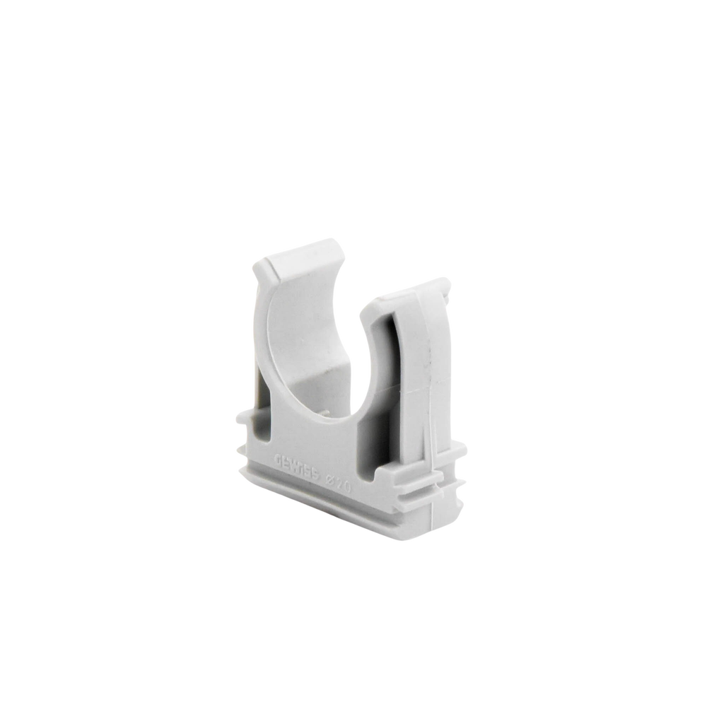 Soporte de presión (Abrazadera), PVC Auto-extinguible, abierto para tubería de 20 mm