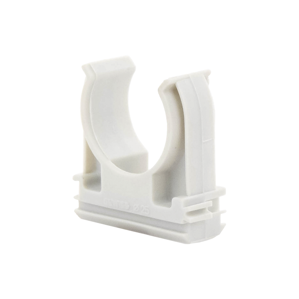 Pressure support (Clamp), Self-extinguishing PVC, open for 25 mm pipe
