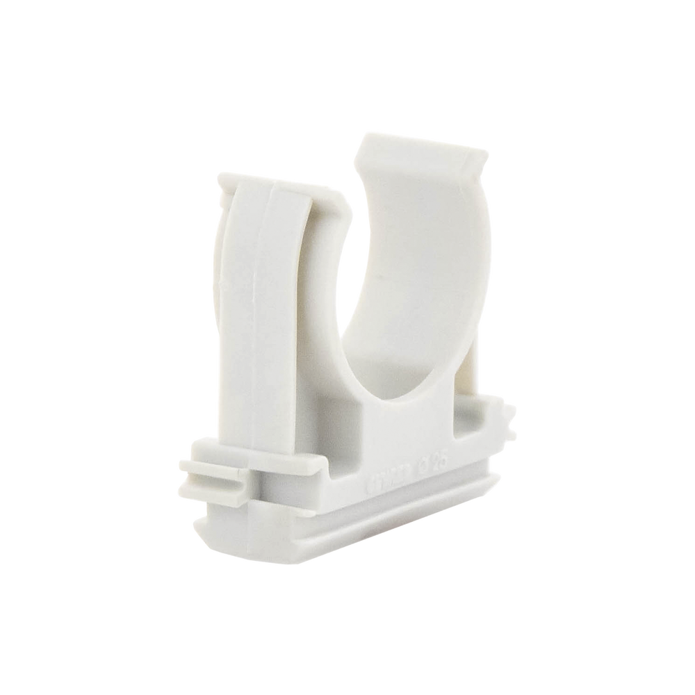 Pressure support (Clamp), Self-extinguishing PVC, open for 25 mm pipe