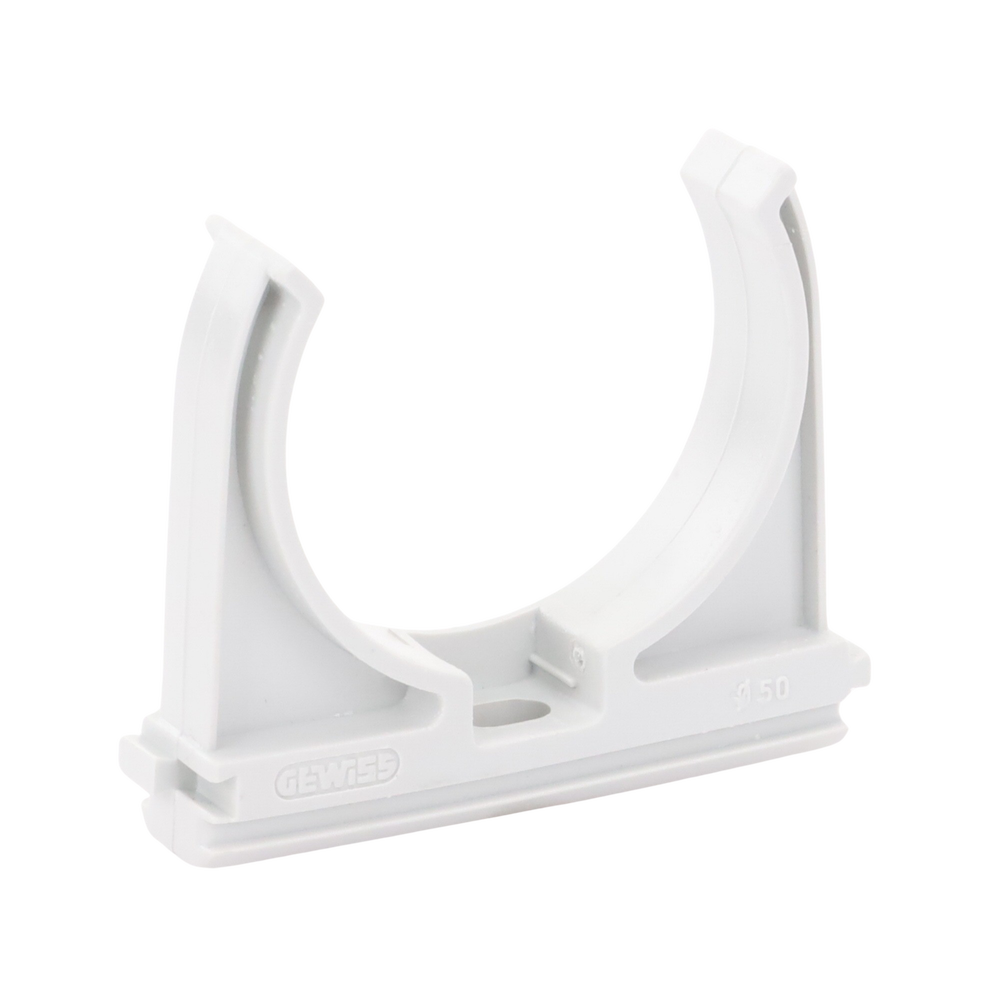 Pressure support (Clamp), Self-extinguishing PVC, open for 50 mm pipe