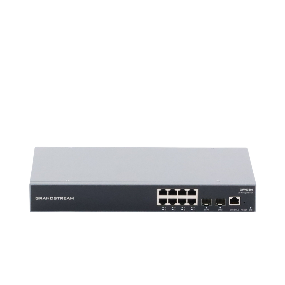 Manageable Gigabit Switch / 8 10/100/1000 Mbps ports + 2 SFP Uplink Ports / Compatible with GWN Cloud.