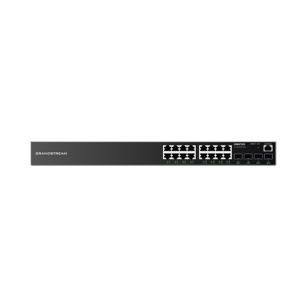 Manageable Gigabit Switch / 16 10/100/1000 Mbps ports + 4 SFP Uplink Ports / Compatible with GWN Cloud.