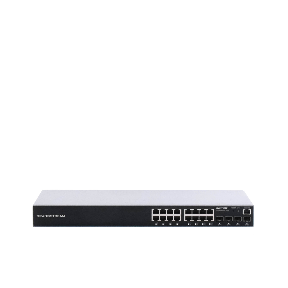 Managed Gigabit PoE+ Switch / 16 10/100/1000 Mbps ports + 4 SFP Uplink ports / Up to 240W / Compatible with GWN Cloud.