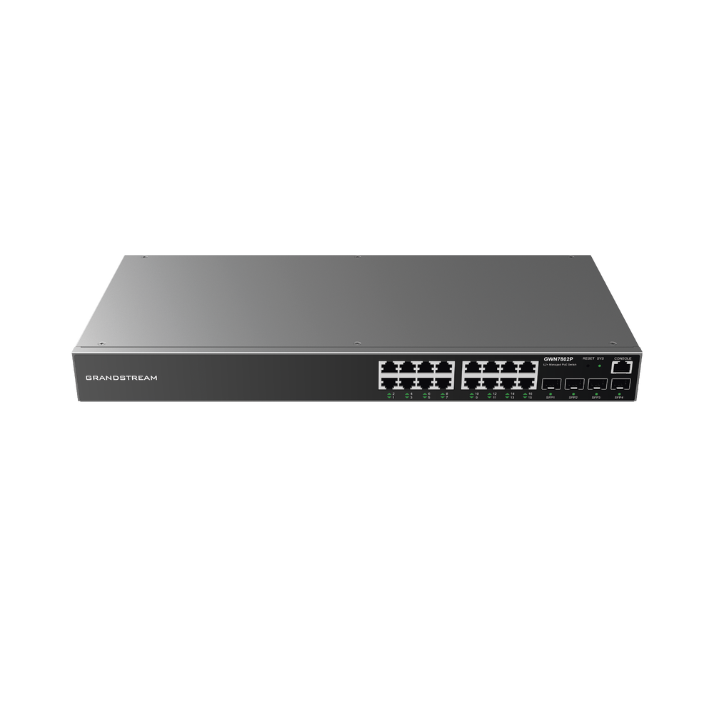 Switch Gigabit PoE+ Administrable / 16 puertos 10/100/1000 Mbps + 4 Puertos SFP Uplink / Hasta 240W / Compatible con GWN Cloud.