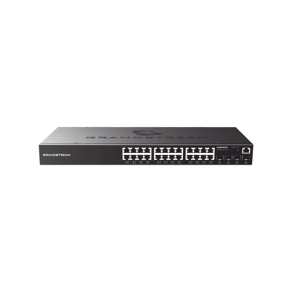 Switch Gigabit Administrable / 24 puertos 10/100/1000 Mbps + 4 Puertos SFP Uplink / Compatible con GWN Cloud.