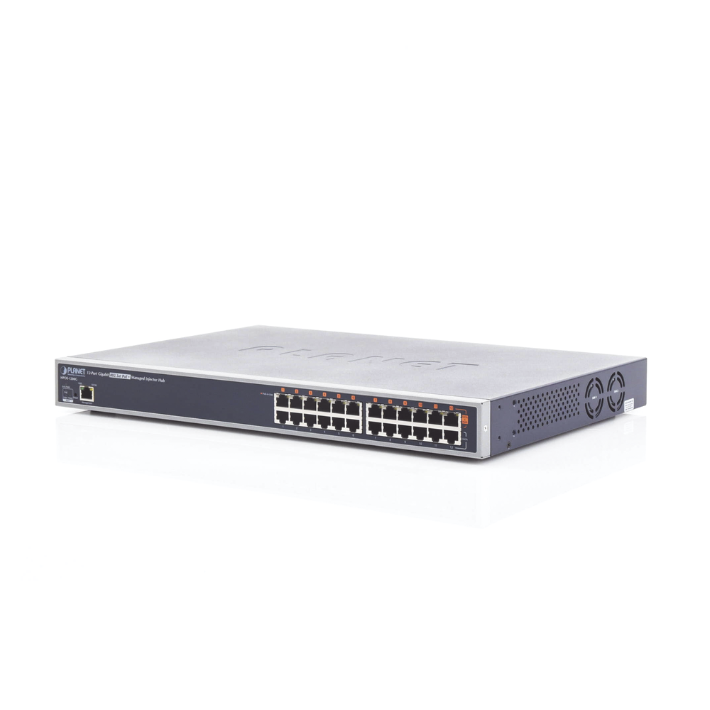 Manageable 12-port 10/100/1000 Mbps 802.3at (Mid-span) high PoE HUB injector