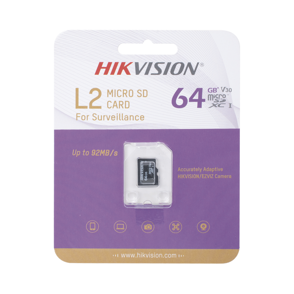 Memoria microSD / Clase 10 de 64 GB / Especializada Para Videovigilancia / Compatibles con cámaras HIKVISION
