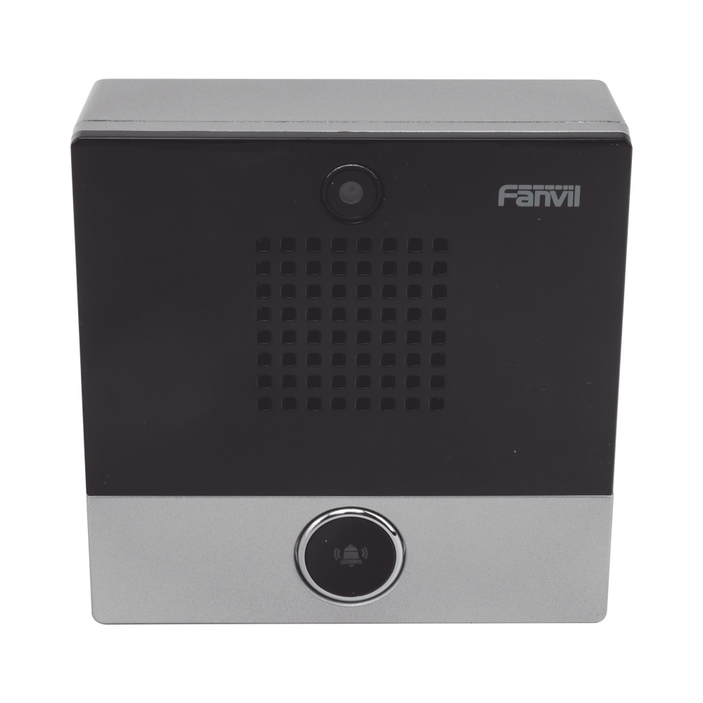 Mini video intercom for hotels and hospitals, with elegant design, PoE, 1Mpx camera, 1 button, 1 integrated input and output relay.