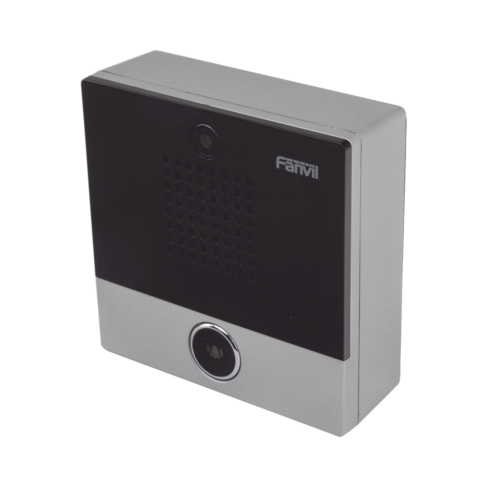 Mini video intercom for hotels and hospitals, with elegant design, PoE, 1Mpx camera, 1 button, 1 integrated input and output relay.
