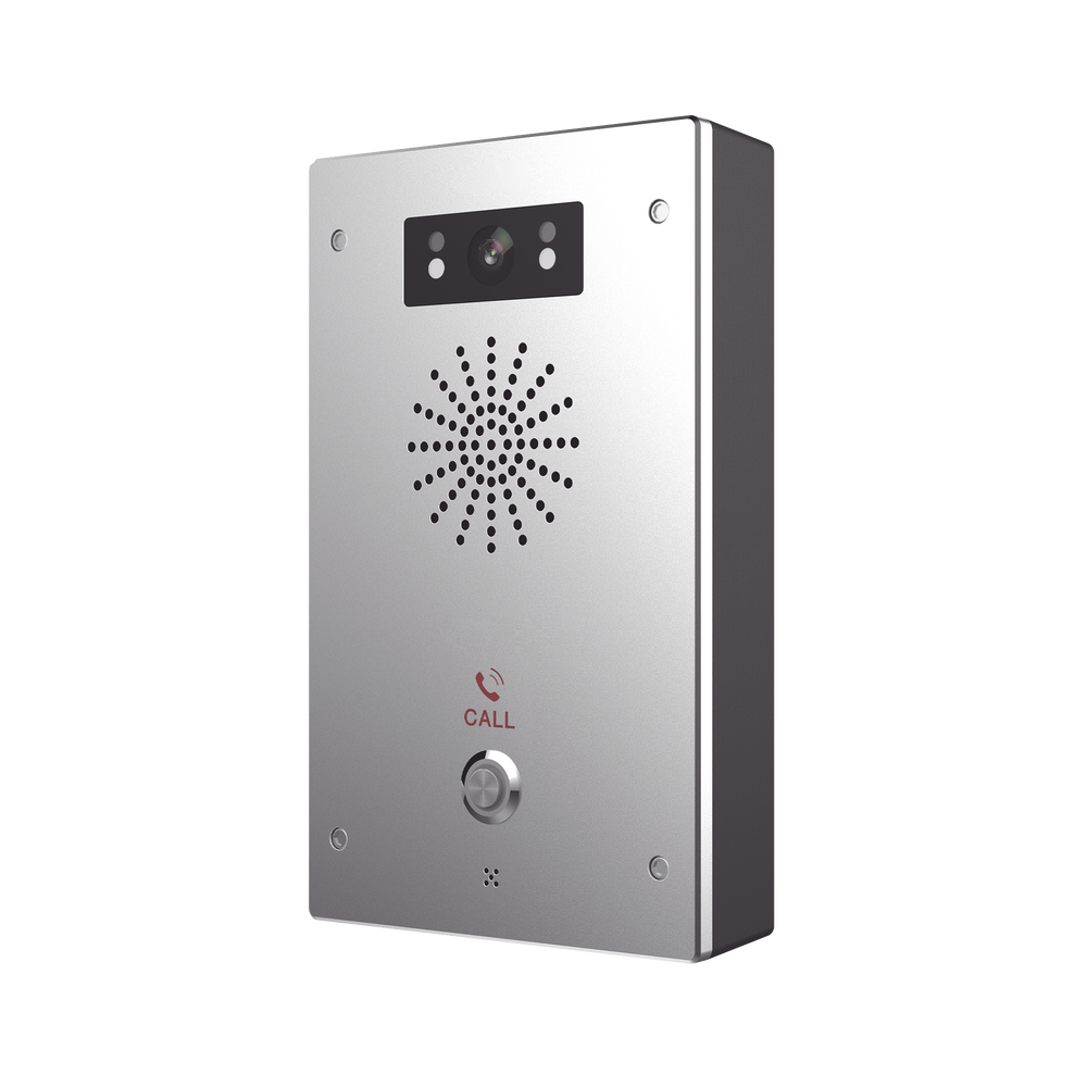 Video Intercomunicador IP, 2 líneas SIP, 2 relevadores con botón para llamada, Onvif, anti-vandálico, PoE, IP65 e IK10, PoE