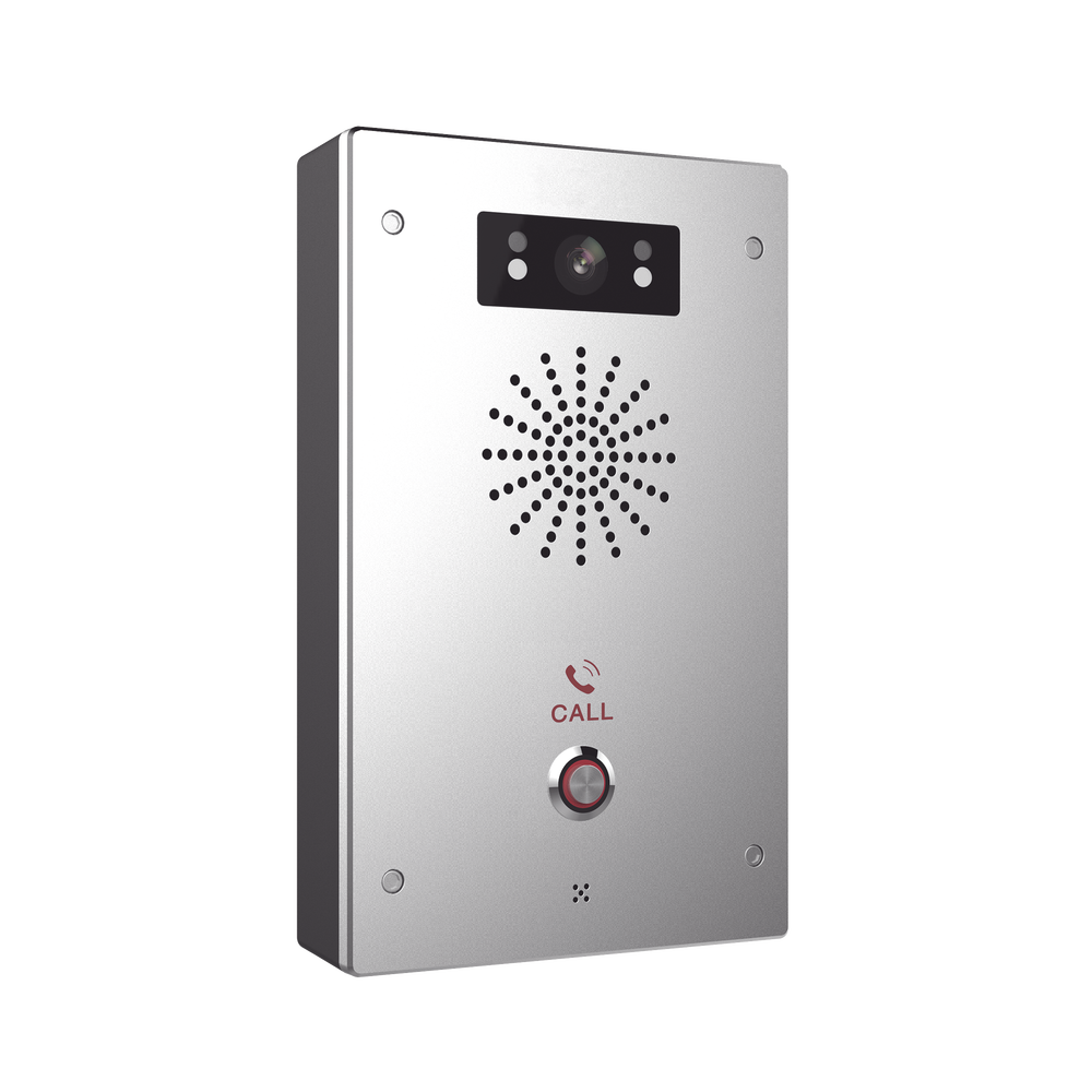 Video Intercomunicador IP, 2 líneas SIP, 2 relevadores con botón para llamada, Onvif, anti-vandálico, PoE, IP65 e IK10, PoE