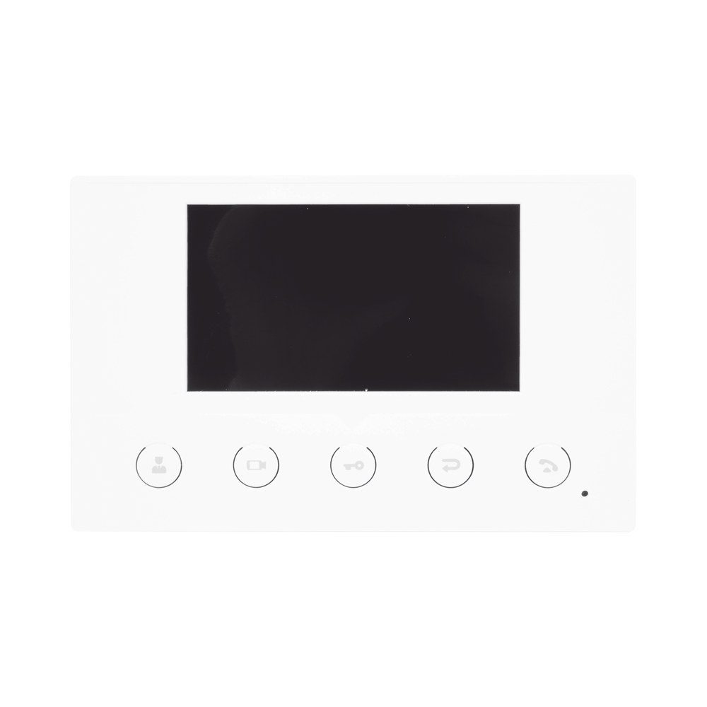 Indoor IP/SIP monitor, Wi-Fi, 4.3" color display, 2-way audio, PoE, 8 alarm input interfaces.