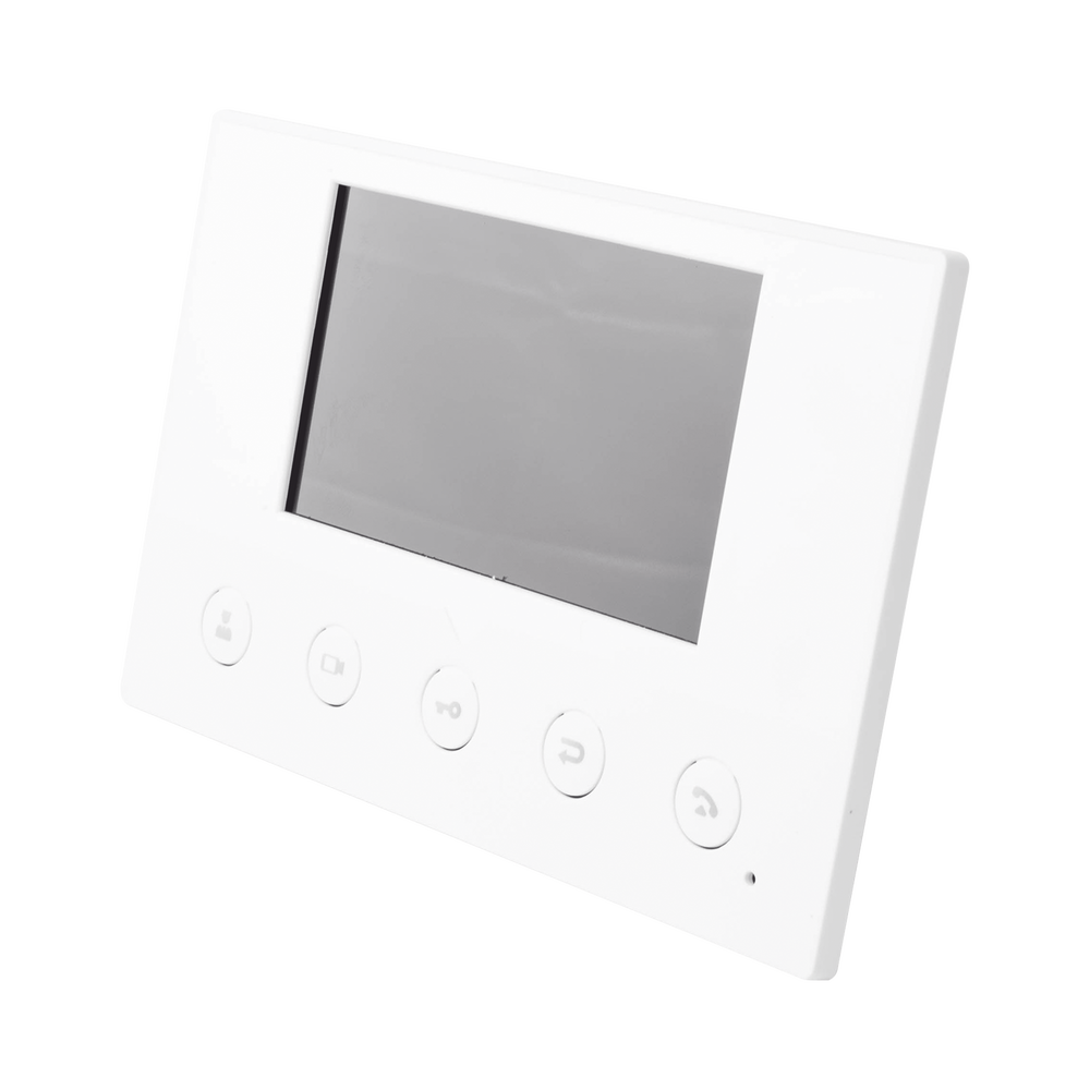 Indoor IP/SIP monitor, Wi-Fi, 4.3" color display, 2-way audio, PoE, 8 alarm input interfaces.