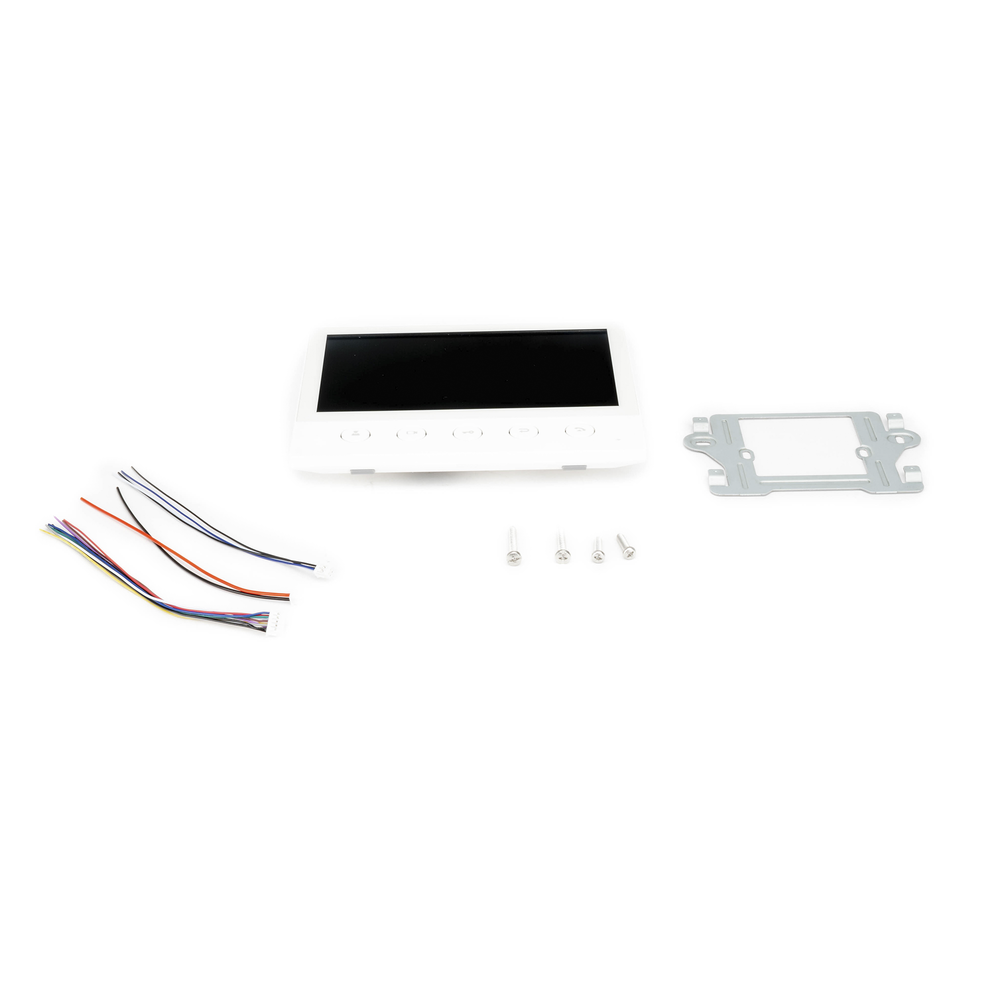 Indoor IP/SIP monitor, Wi-Fi, 7" touchscreen, 2-way audio, PoE, 8 alarm input interfaces.