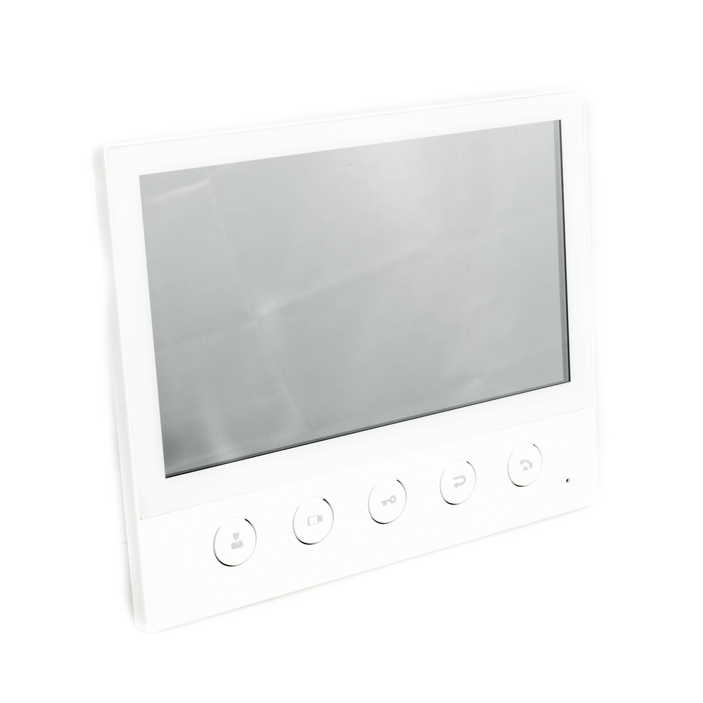 Indoor IP/SIP monitor, Wi-Fi, 7" touchscreen, 2-way audio, PoE, 8 alarm input interfaces.