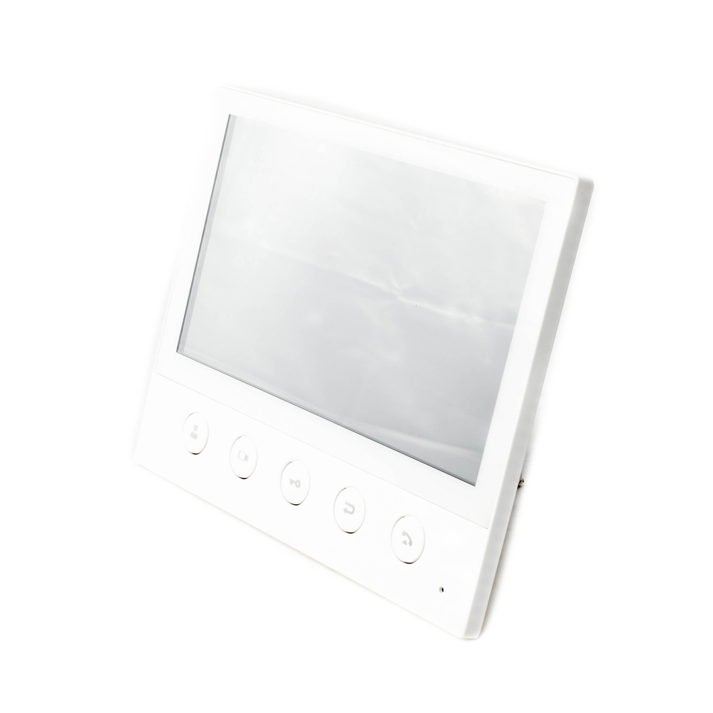 Indoor IP/SIP monitor, Wi-Fi, 7" touchscreen, 2-way audio, PoE, 8 alarm input interfaces.