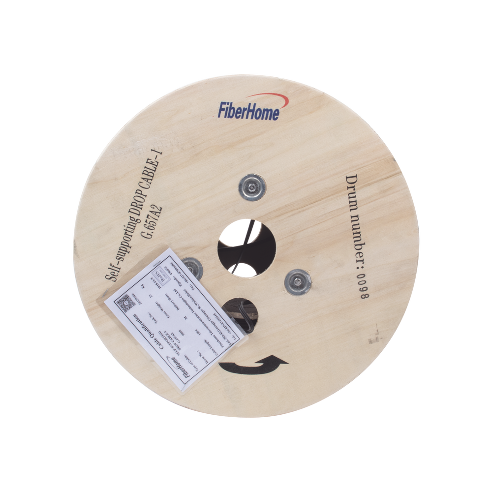 1 km reel of Mini Figure 8 G.657A2 Drop type Aerial Optical Fiber, 1 Wire Single Mode (single fiber), Black Color