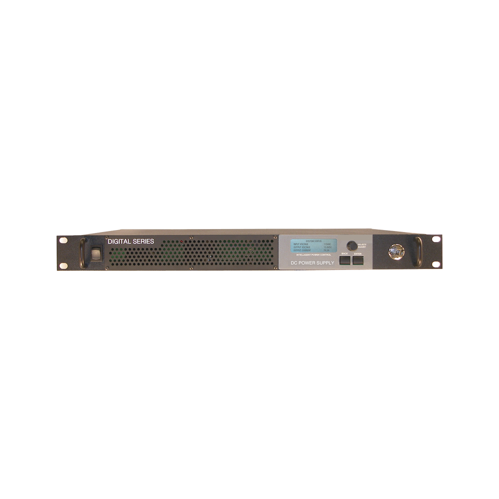 Fuente de Alta Eficiencia con Control Digital, Administrable TCP/IP, 100 Amperes, 12 VCD, 1 Unidad Rack, Cargador de baterías, Conexión y Desconexión Automática