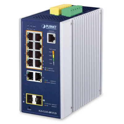 Industrial L2+ 8-Port 10/100/1000T 802.3at PoE + 2-Port 10/100/1000T + 2-Port 1G/2.5G SFP Managed Ethernet Switch