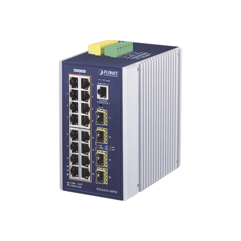 Switch Industrial Capa 3, 16 Puertos 10/100/1000T 802.3 AT POE +, 4 Puertos 1G / 2.5G SFP
