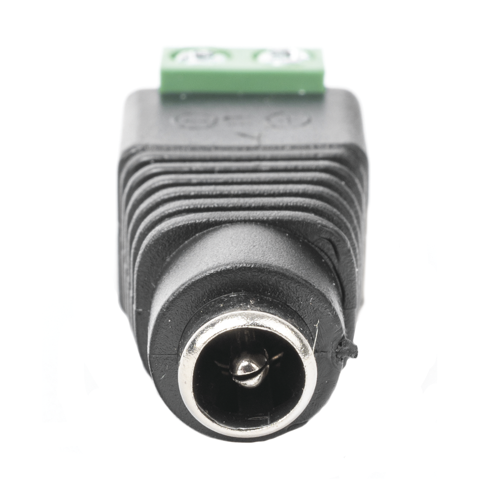 3.5mm polarized 12V DC female jack adapter / Screw type terminals / Polarized (+/-) / Ideal for CCTV cameras.