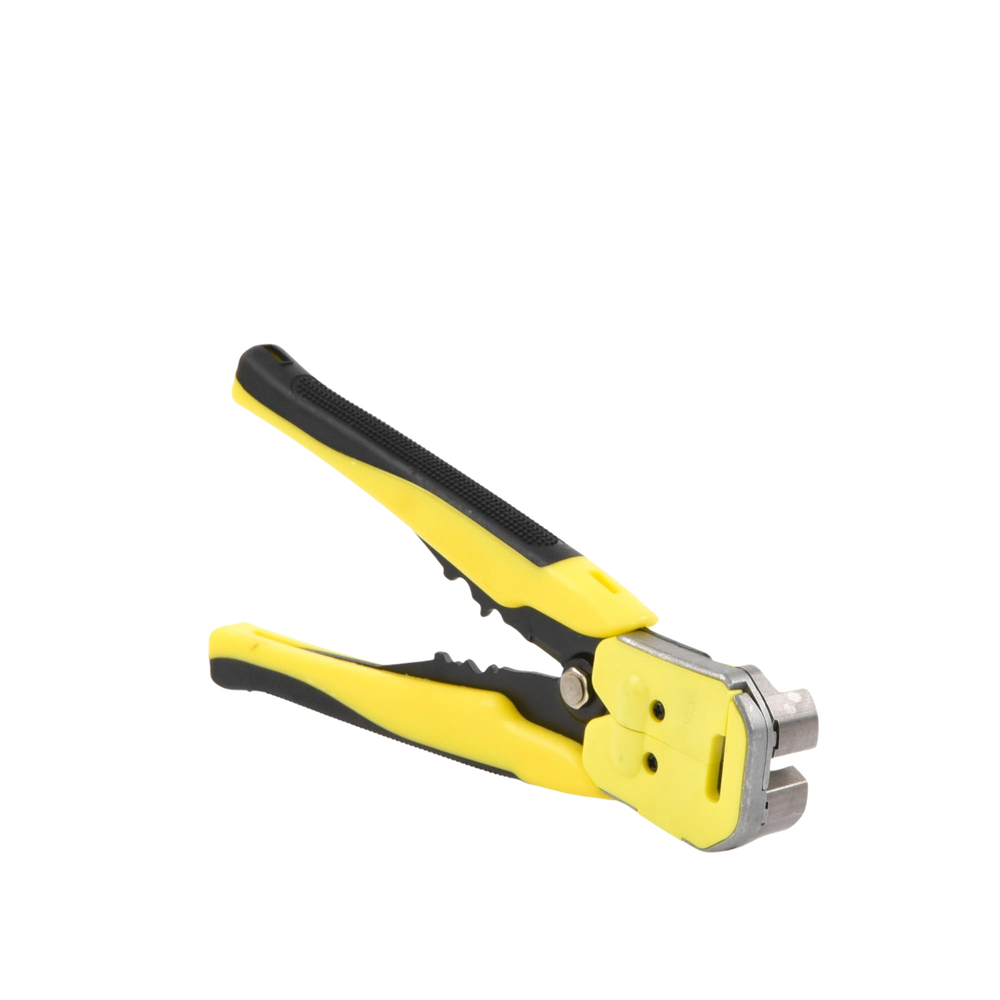 Multifunctional wire stripper pliers, with tab terminal, automatic crimping, yellow color.