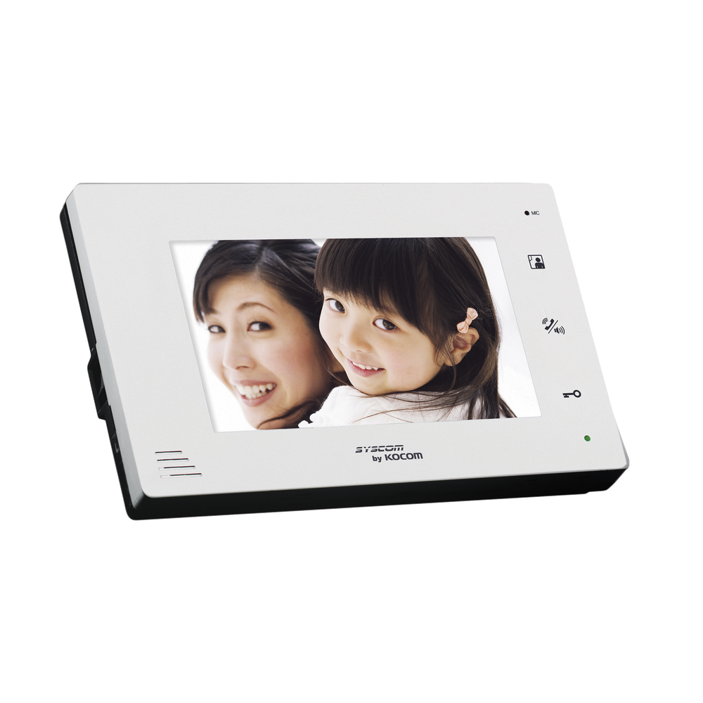 Monitor adicional color blanco manos libres con pantalla LCD a color de 7'
