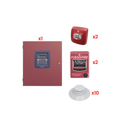Kit Panel de Detección de Incendio Direccionable / 50 Puntos en Cualquier Combinación de Detectores y Módulos / 2 NAC�