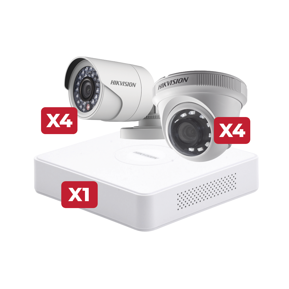 Kit de CCTV 2 Megapíxeles / Incluye Grabadora de 8 Canales / Cámara Turret / Cámara Bala