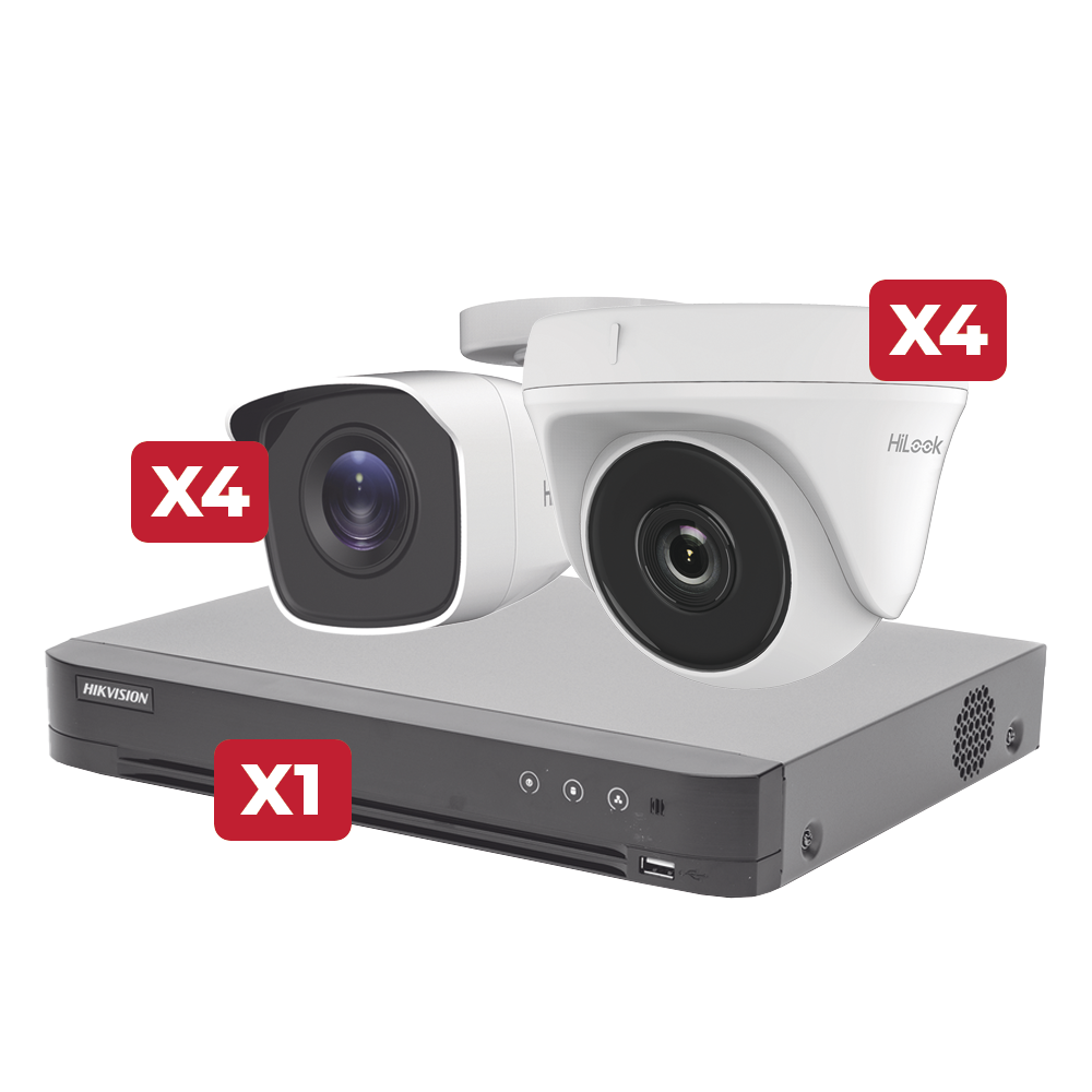 Kit de CCTV 4 Megapíxeles / Incluye Grabadora de 8 Canales / Cámara Turret / Cámara Bala